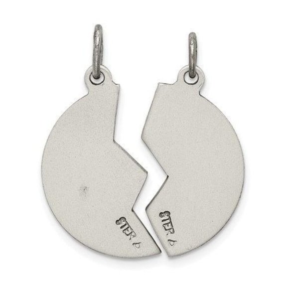 Sterling Silver Satin Antiqued 2-Piece Mizpah Pendant New Religious Charm 925 - Picture 3 of 3